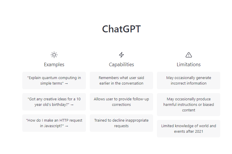 chatGPT homepage